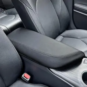 Center Console Armrest Cover for Toyota Camry Accessories 2024 2023-2018 Interior Camry SE/XSE Leather Arm Rest Seat Cover Middle Console Box Lid Protector (New Black Stitches)