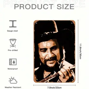 Vintage Waylon Jennings Country Music Aluminum Sign 12x8 Inch Retro Wall Art For Home Decor Classic Country Singer Poster For Living Room Bedroom Wall Sculptures