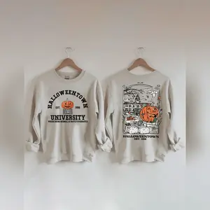 Halloweentown Est 1998 Back And Front Sweatshirt Halloweentown University Sweater Retro Sweat Gift Autu Hoodied Everyday Cotton Sweaters