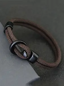 Men's Simple Plain Rope Bracelet, Casual Trendy Bracelet, Fashionable Accessories for Daily & Party Decoration, National Day Offers, Polyamide Bracelet, Hook Closure Bracelet