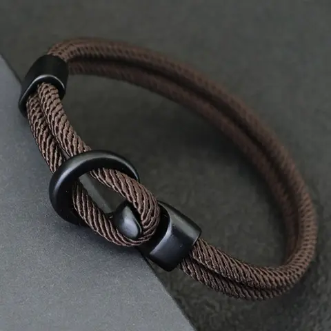 Men's Simple Plain Rope Bracelet, Casual Trendy Bracelet, Fashionable Accessories for Daily & Party Decoration, National Day Offers, Polyamide Bracelet, Synthetic Bracelet, Hook Closure Bracelet, High Quality Bracelet