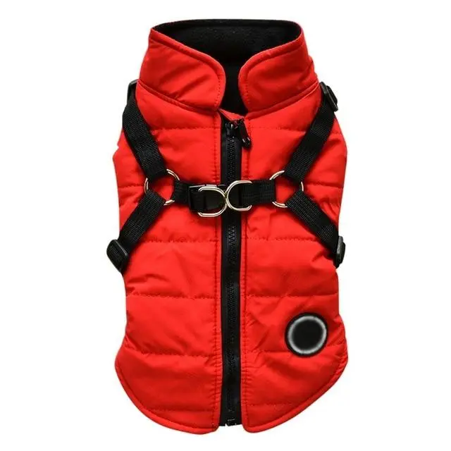 Dog Zipper Jacket Waterproof Windproof Reflective Winter Coat for Small Medium Large Breeds with Adjustable Velcro Straps and Soft Fleece Lining