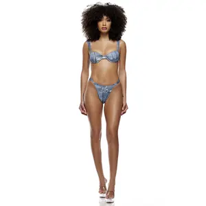 Forplay Portofino Bikini Set - Light Denim Patchwork
