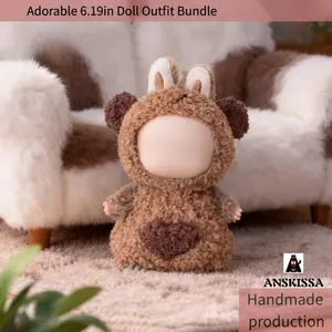 6.19 inch Handmade Doll Clothing Set, [Two-piece] Hood Vest and Pants Clothes Set with Accessories  Fashion Doll Outfits Hat and Sweater Doll Set Doll Outfit Set Clothing Accessory Set