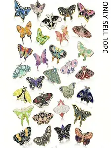 Vintage Cartoon Butterfly Enamel Pins Set, Fashion Accessory, Cute Backpack Badges, Lapel Pins, Steampunk Style Accessories for Women, Random Colors/letters
