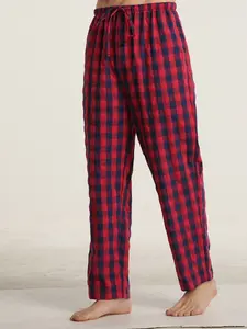 Men's Cotton Plaid Casual Pajama Pants, Ultra-Soft Fitted Sleepwear with Button Front, Comfortable Homeewear for All Seasons