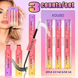 3PCS Lash Cluster Glue, Lash Bond and Seal Waterproof, Bond & Seal Eyelash Glue for Clusters, Eyelash Adhesive Black Long-Lasting 72H