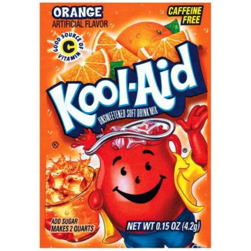 Kool-Aid Orange Hydration Powder Drink Mix - 24-Pack US Standard Size, 0.13oz Caffeine-Free Vibrant Flavoring, No Unnecessary Additives, Ideal for All Ages, Party-Ready