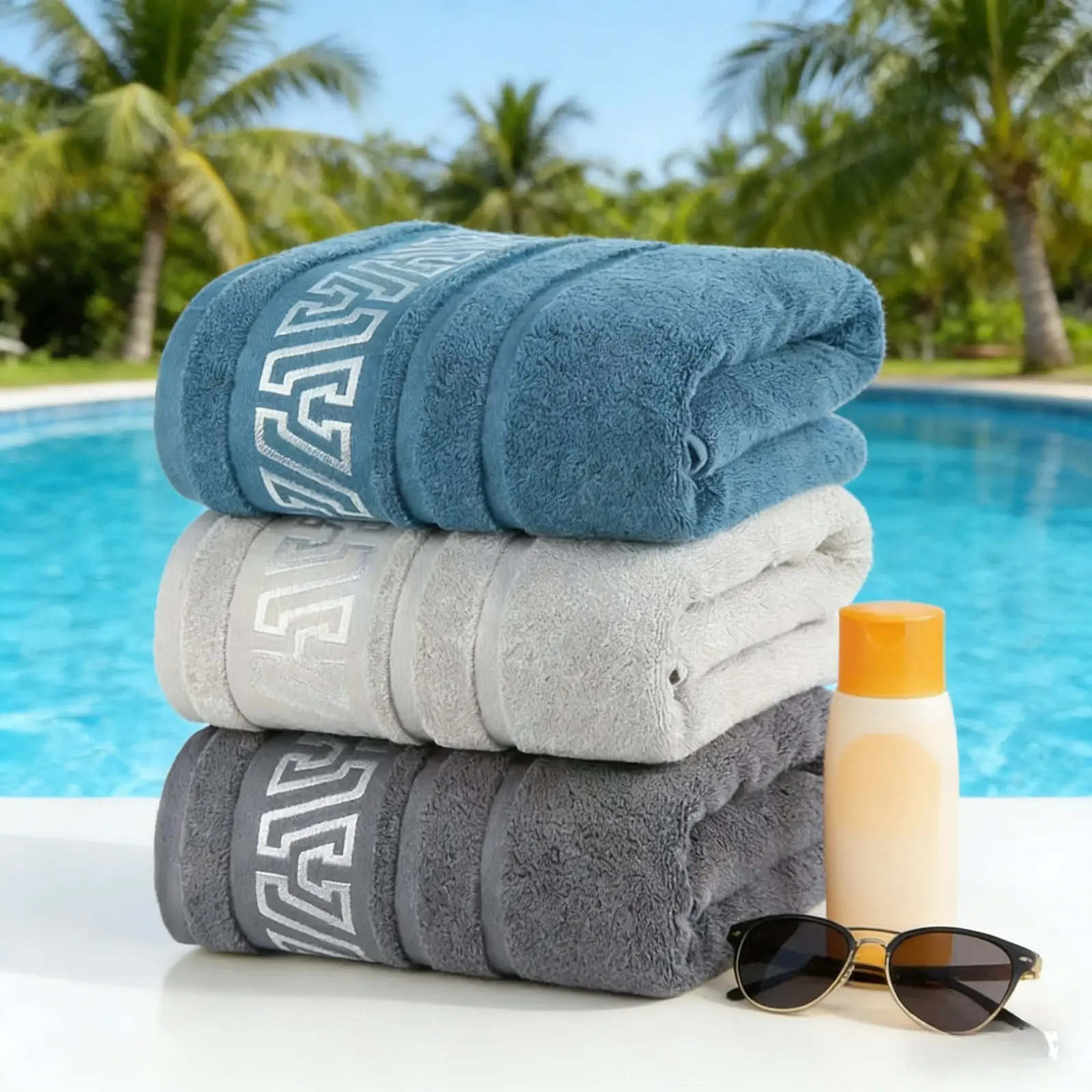3-Piece Luxury Bath Towel Set, Soft and High-Quality Bath Towels, Premium Adult Towels, Decorative Thick-Pile Towels, Perfect for Spas, Gyms, and Home Use, Lightweight Towels