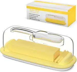Butter Dish with Lid and  for Countertop and Refrigerator, Butter Stick Holder with Airtight Transparent Cover that Keeps Butter Soft