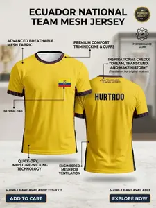 (Custom name and number) 2026 Ecuador Football Jersey Men's National Team, Quick-Dry Moisture-Wicking, Breathable Mesh Training T-Shirt, La Tri Fan Gear
