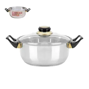 Alpine Cuisine Stainless Steel Dutch Oven 3 Qt with Tempered Glass Lid & Carrying Handles, Dutch Pot For Home kitchen Braising Boiling Stewing, Durable Rust Proof, Heat Distribution & Easy To Clean
