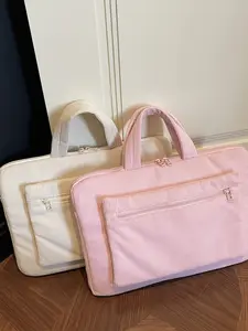 Korean Style Corduroy Laptop Bag, Large Capacity Handheld Inner Lining Pouch, 13-14-15.6 Inch Notebook Protection Case