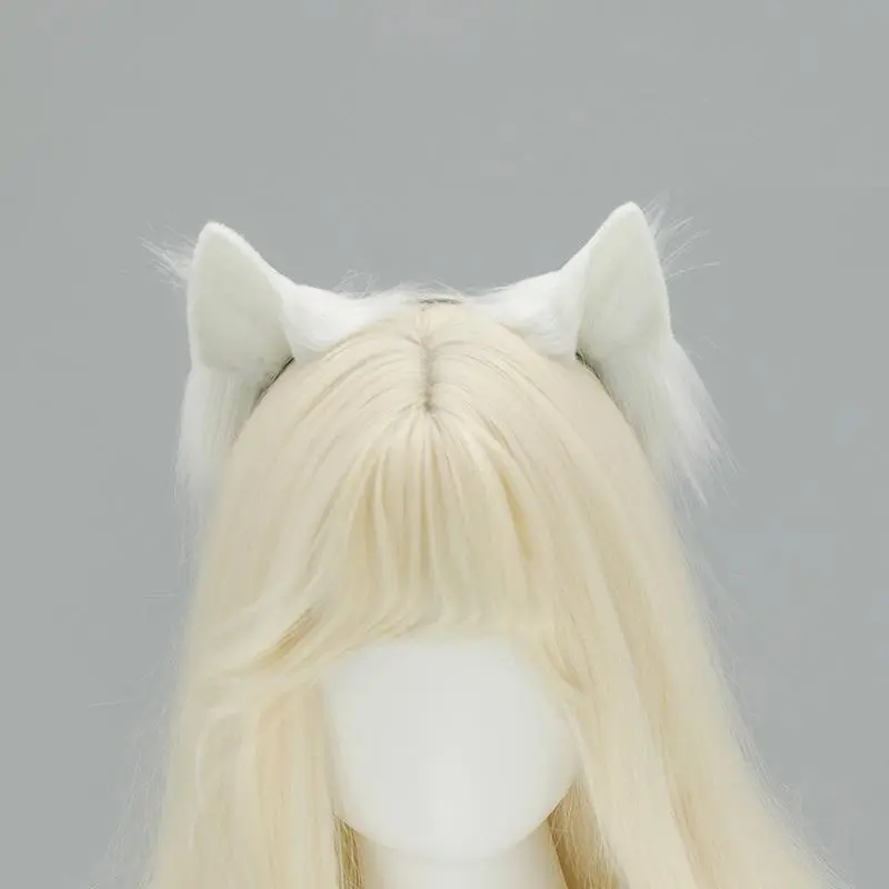 Archi Handwork NEKOPARA Vanilla Furry Headband Tail Maid White Cat Ears Plush Headwear Animal Fursuit Cosplay Performance Props