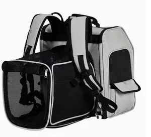 Expandable Pet Carrier Backpack with Back Extension Heavy-Duty Soft-Sided Travel Backpack for Small Dogs & Cats up to 26 lbs Breathable Mesh Ventilation Front & Side Zipper Doors Padded Shoulder Straps Airplane Vet