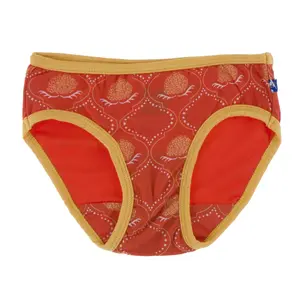 Print Girl Underwear in Poppy Marigold Lattice with Marigold