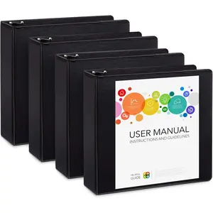 3 inch 3 Ring Binders, Rugged Heavy Duty Design for , Office, and School, Holds up to 625 Sheets of 8.5 Inch x 11 Inch Paper, Black, 4 Pack