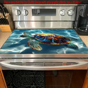 Turtle patterned rubber stove cover - heat-resistant, non slip, absorbent, easy to clean, oven mat, refrigerator mat, kitchen stove cover, suitable for surface protection of ovens, washing machines, and appliances