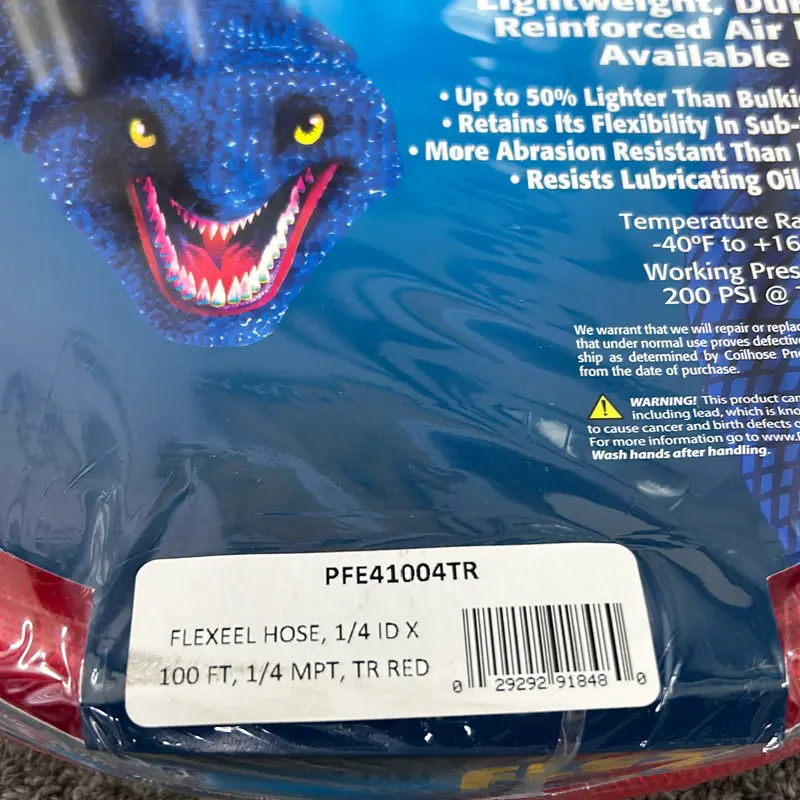 Coilhose flexeel 1/4”x100’ red , including coupler and fitting 1/4