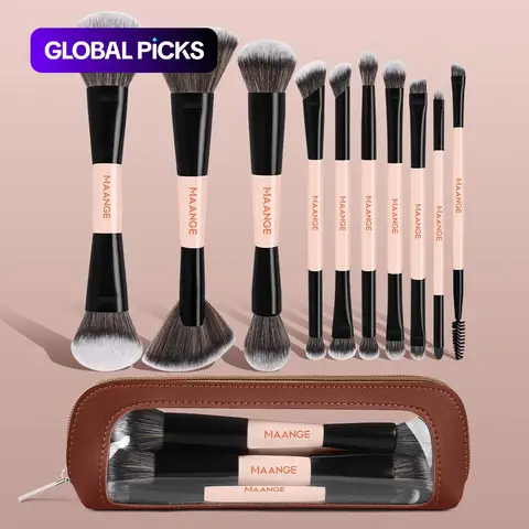 MAANGE 10pcs Makeup Brush Set with Cosmetic Bag, Beauty Brushes Multifunctional for Foundation, Powder, Concealer and Eyeshadow, Makeup Accessories #GLOBAL PICKS