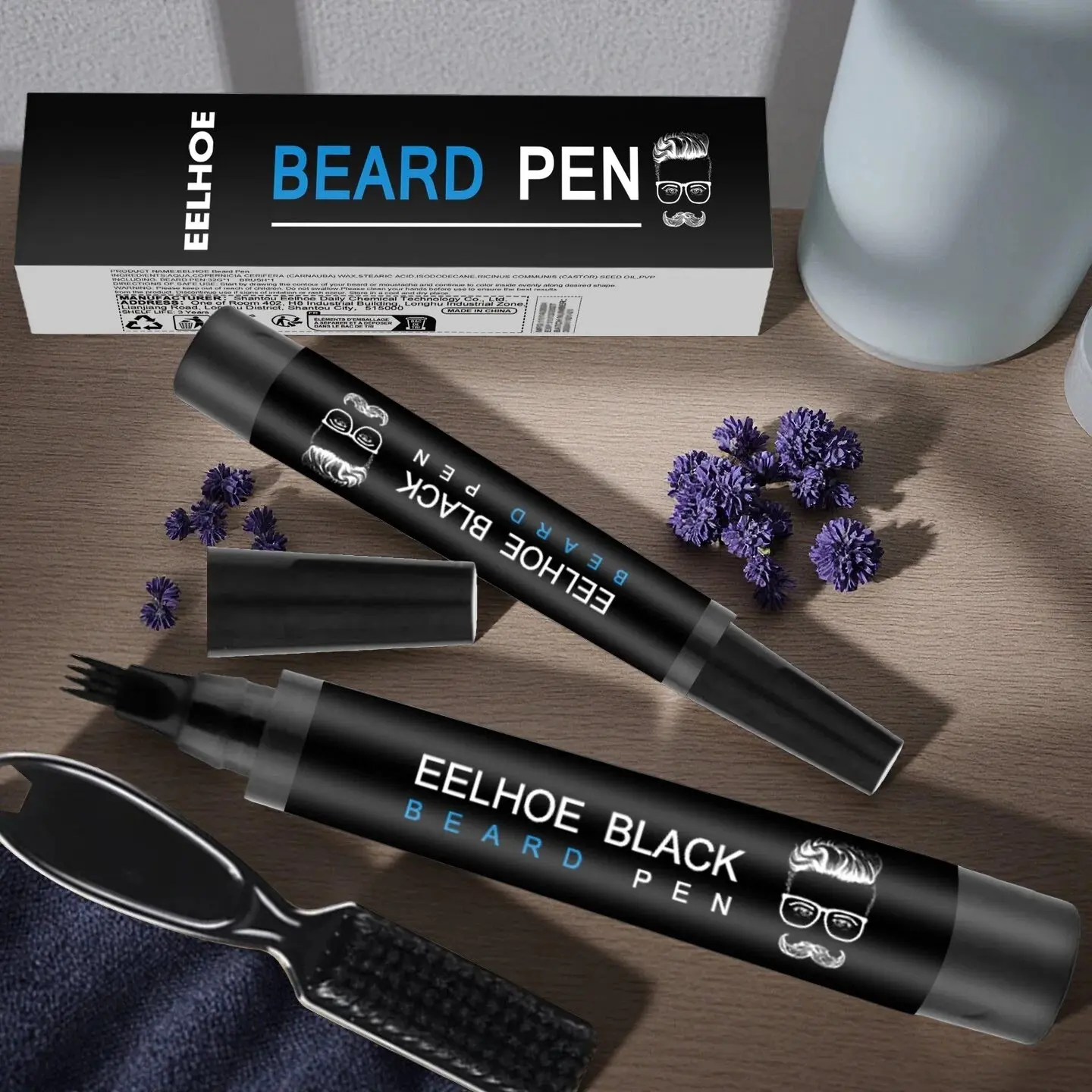 Men's Beard Filling Pen Set, Natural Look Waterproof Smooth Beard Pen, Beard Coloring Pen, Liquid Form, Non-Flammable, Beard Appearance Tools, Beard Grooming Cosmetic, Beauty Products