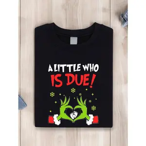 Christmas Pregnancy Announcement Shirt, A Little Who Is Due T-Shirt, Maternity X-Mas Shirt, Baby Reveal Holiday Tee, New Mom Gift For Christmas. TX-107