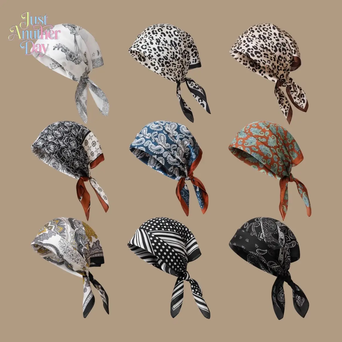 Retro Printed Square Bandana Scarves, Versatile Neck Scarf for Women & Men, Can Be Used as Headwrap, Bandeau Top or Hip Hop Headscarf