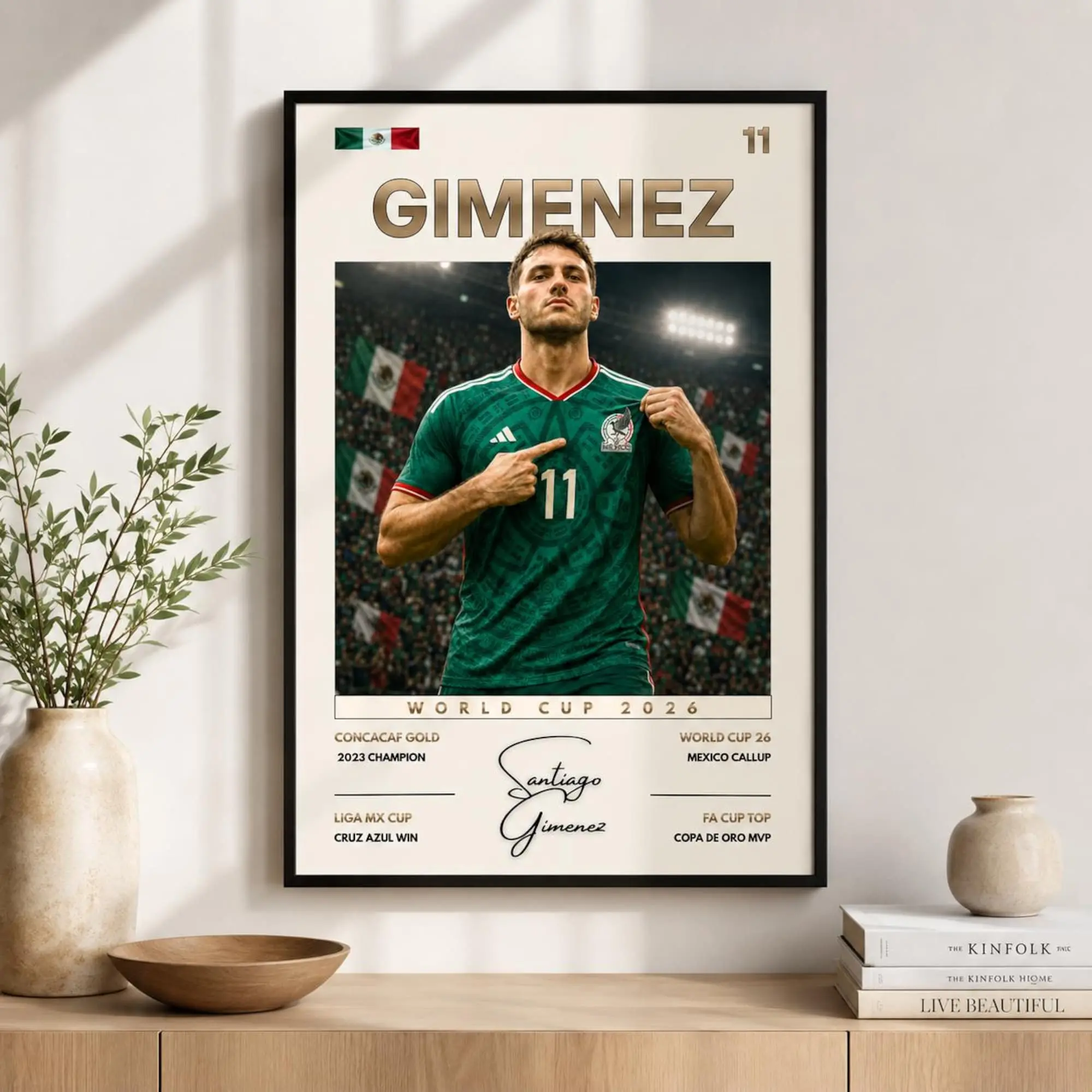 Santiago Gimenez Poster, Sport Wall Art, Fan Gift For Bedroom ( Unframed - Print Only )