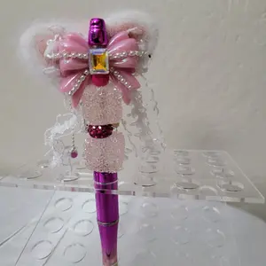 XL Fancy beaded pens handmade x1 each sold separately plastic and metal materials this is for fancy addition pens. black ink. live pick only or 1 will be sent random. black ink.