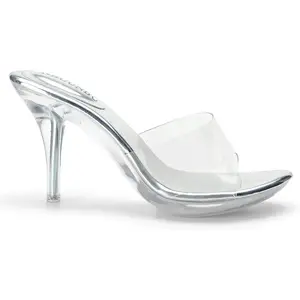 New NBUUNBU Womens 10 Euro 41 Silver Open Toe Silver Clear Strap Heels Shoes Footwear Summer