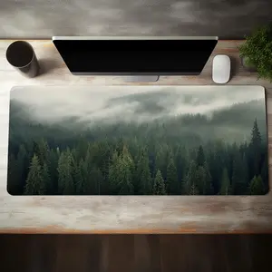 Mystical Forest Nature Scenes Mouse Pad, Rectangle Gaming Mouse Pad, Non-Slip Rubber Base Stitched Edge Desk Pad for Home Office Game Room