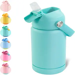 12oz Insulated Water Bottle For Kids, Stainless Steel Insulated Kids Water Bottle, Cup With Straws Leak-proof, Kids Water Bottles For School Boys Girls, Drinkware Stylish Mug Bottled Tumbler Reusable Portable Washable