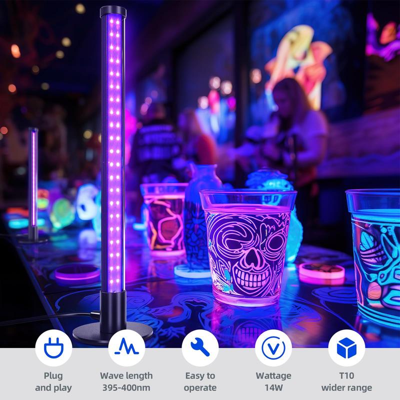 Barrina T10 Vertical Standing LED Black Lights, 14W, 385-400nm, 1FT, and On/Off Switch, Perfect for Party