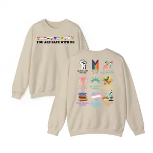 You Are Safe With Me Shirt, LGBT Friendly Shirt, LGBT Support Shirt, Rainbow Shirt, LGBT Heart Shirts, Pride Sweatshirts, Pride Flag Shirt
