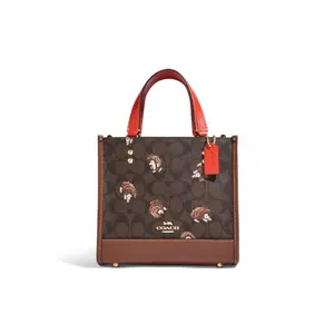COACH Dempsey 22 Hedgehog Print Leather Tote Bag for Women with Large Capacity and Multiple Carrying Options