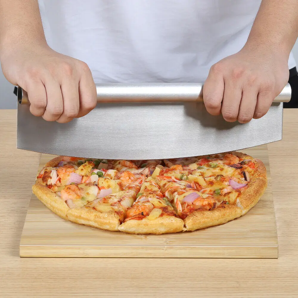 14-Inch Rocker Pizza Cutter – Stainless Steel Pizza Slicer with Protective Cover