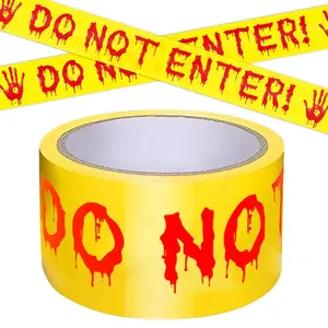 Halloween Decorations Caution Tape,Do Not Enter Yellow Scary Caution Tape Roll 4.8CM*25M Hazard Warning Tape Indoor Barricade Safety