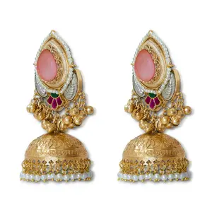 Kashmiri Royal Jhumka Danglers with Pearl Border