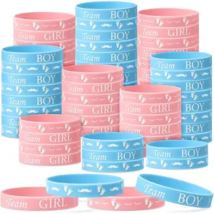 Gender Reveal Bracelets, Silicone Wristbands Rubber Bracelets for Gender Reveal Ideas Party Supplies Decorations Team Gifts