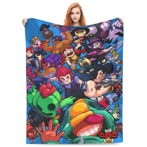 Brawl Stars Blanket Lightweight Throw Blanket Flannel Microfiber Plush Bed Blanket Super Soft Blanket for All Season 3D Print Skin-friendly, lightweight and soft