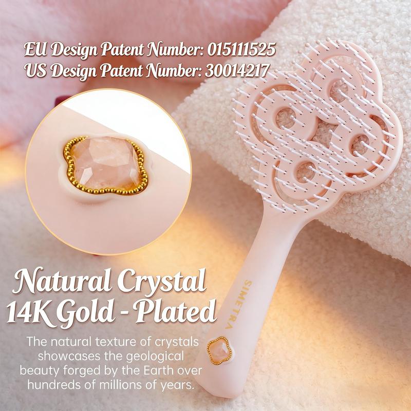 Simetra LuckyComb & Premium boar bristles specially designed effortlessly styling with a 10° angle that hugs the scalp. Made from HIPS high-impact polycarbonate material with natural crystal accents. Valentine's Day gifts