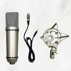 U87 Condenser Microphone for Streaming & Recording, Large Diaphragm Cardioid Mic, Shockproof Stand Set, Ideal for Podcasts & Karaoke
