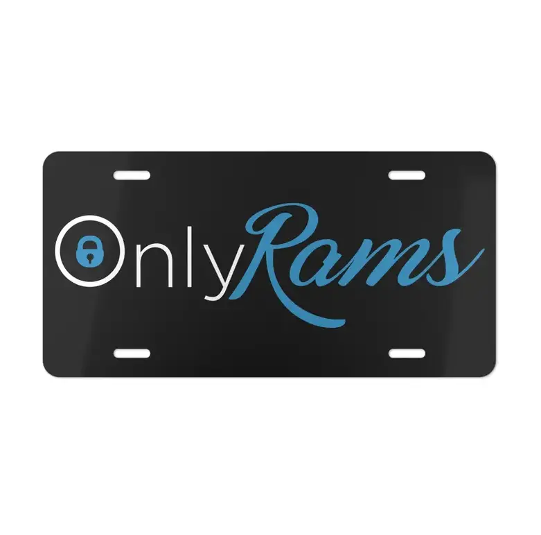 Only Rams Black Metal License Plate, Decorative Plate, Ideal Gift, Accessories for Car Truck, Car Decor, Front Tag, Home Door Sign, 12 inch x 6 inch