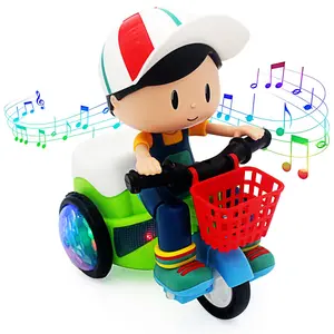 Kids Electric Stunt Tricycle Toy with Lights Music Wiggling Action & Obstacle Avoidance - Birthday & Christmas Gifts for Toddlers Boys Girls