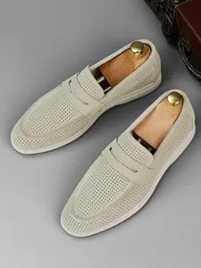 Men's Business Low-Top Casual Shoes, Genuine Leather Breathable Loafers, Slip-On Formal Leather Shoes, Comfortable Office Footwear