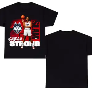 Sarah Strong UConn Huskies SLAM T-Shirt – Women’s Basketball Star Graphic Tee, NCAA College Hoops Streetwear Shirt, Unisex Cotton Fan Apparel Gift for Huskies Fans