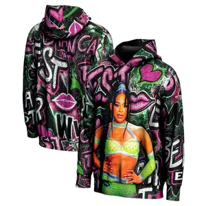 Bianca Belair Graffiti WWE Black Hoodie, Eye Catching EST Energy Pullover, Bold Braid Graphic Sweatshirt, Champion Level Streetwear, Diva Power Wear