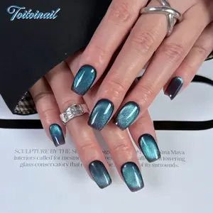 Deep Sea Reef|10 PCS of Chinese Handmade Press On Nails, Blue and Black Gradient Shiny Cool Press On Nails, Delicate Shiny Base, Natural Gradient Texture, Cool Color Matching, Dark Night Commuting Nail Set, Diy Nails, Fake Nails