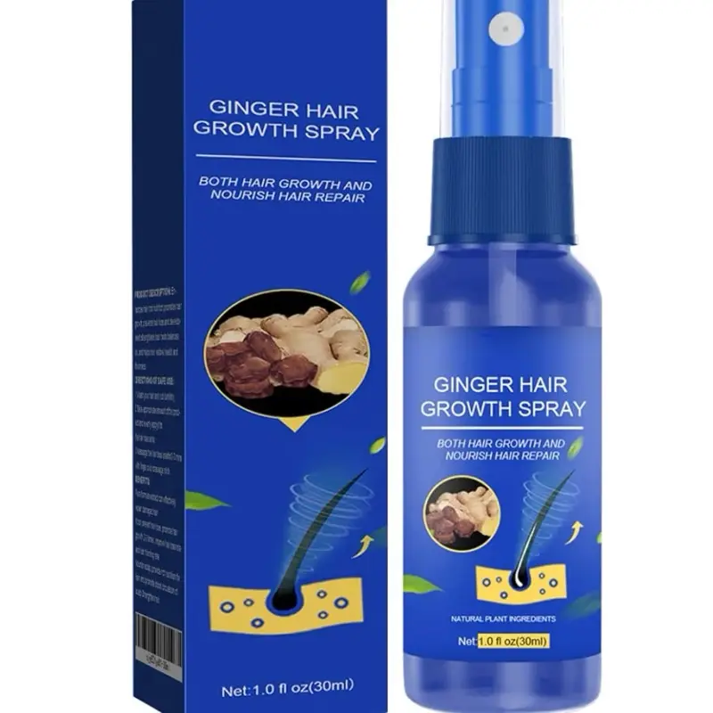Ginger Hair Growth Spray for Men & Women, 30ml Anti-Hair Loss Treatment, Scalp Nourishing & Follicle Activation, Natural Ginger Extract for Thicker & Fuller Hair Curl Boosting