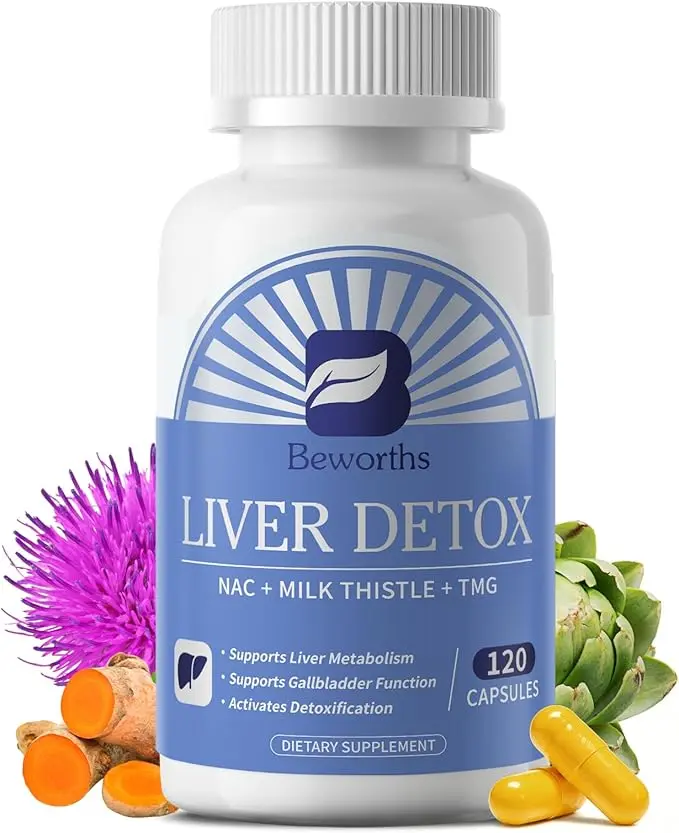 B BEWORTHS Liver Support Supplement - 120 Capsules (60-Day Supply) - Supports Liver & Gallbladder Health with TMG, NAC, Milk Thistle & Artichoke - Daily Wellness Formula